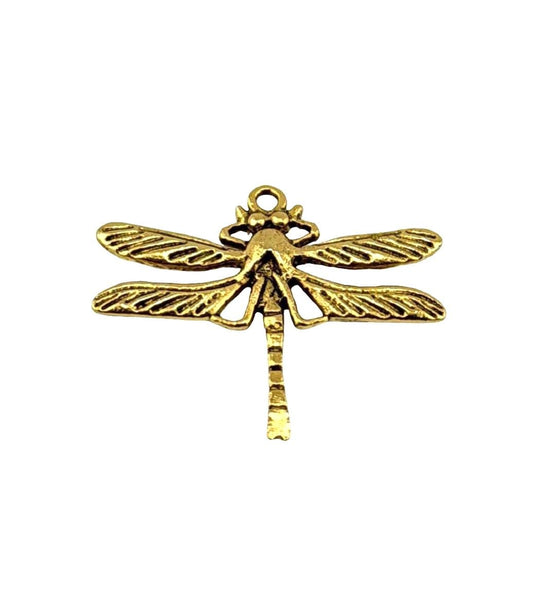 Delicate Dragonfly Charms (Set of 2), Antiqued 18k Gold Plated - AG686