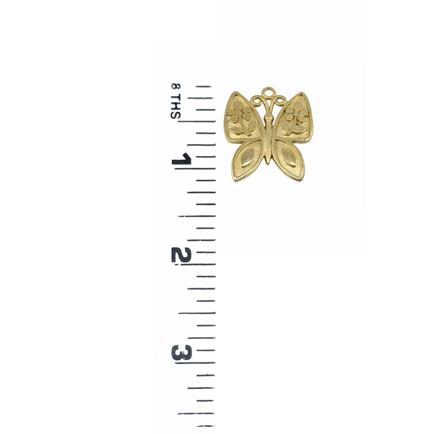 Breloque Papillon Artisanale, Plaqué Or 18 carats Satiné - ST665