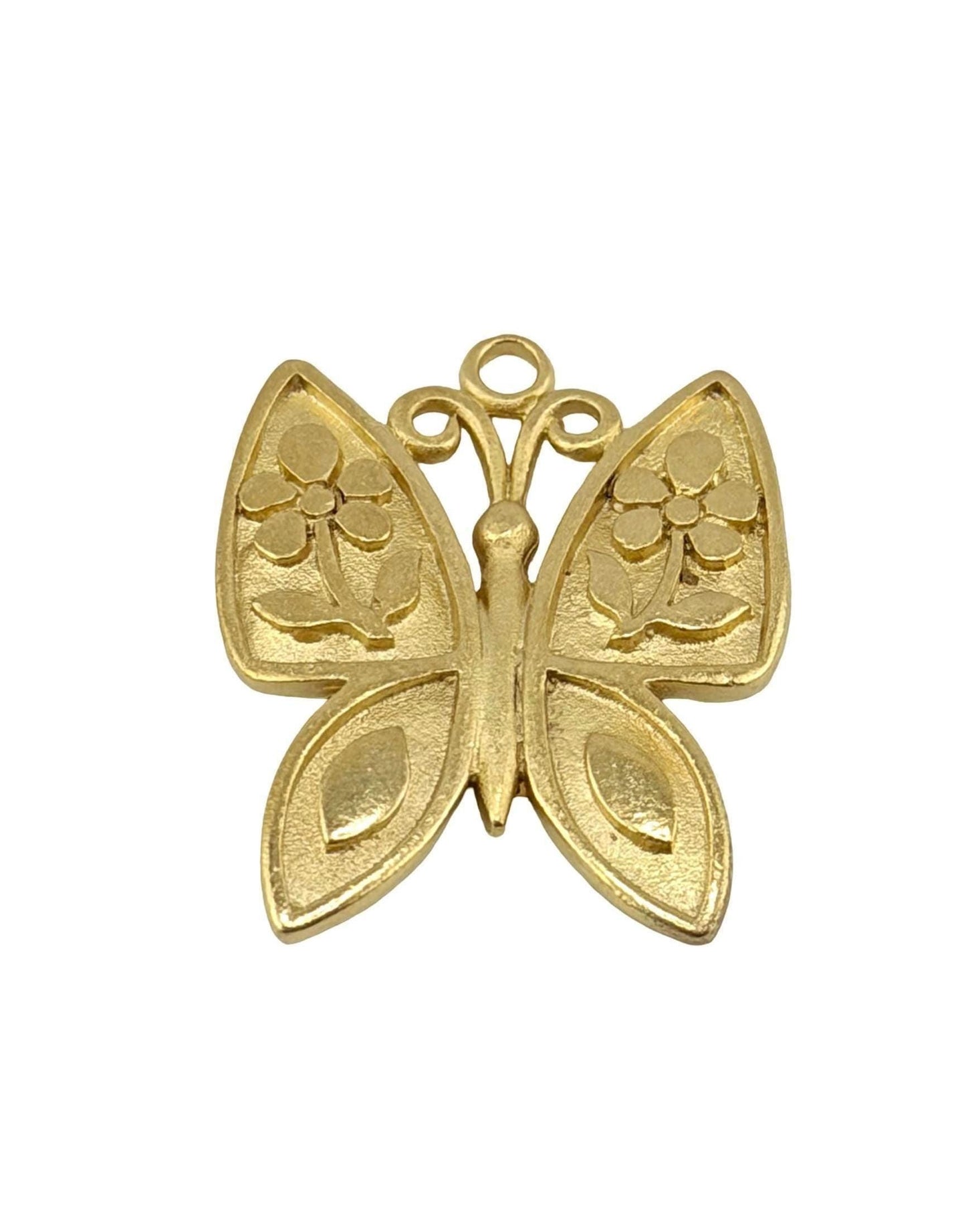 Breloque Papillon Artisanale, Plaqué Or 18 carats Satiné - ST665