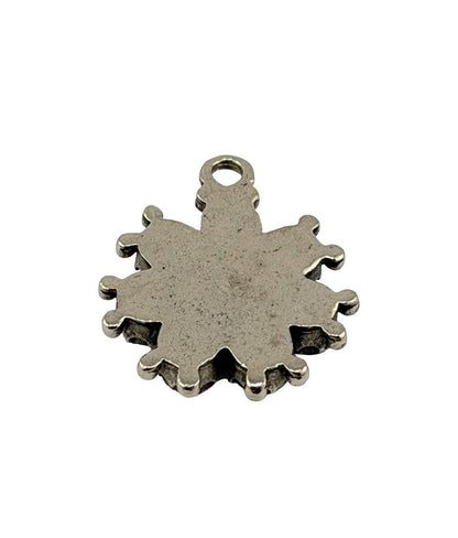 Beaded Flower Charm, Antiqued Pewter - PT676