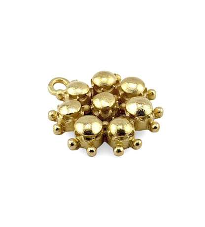 Beaded Flower Charm, Satin 18k Gold Plated - ST662