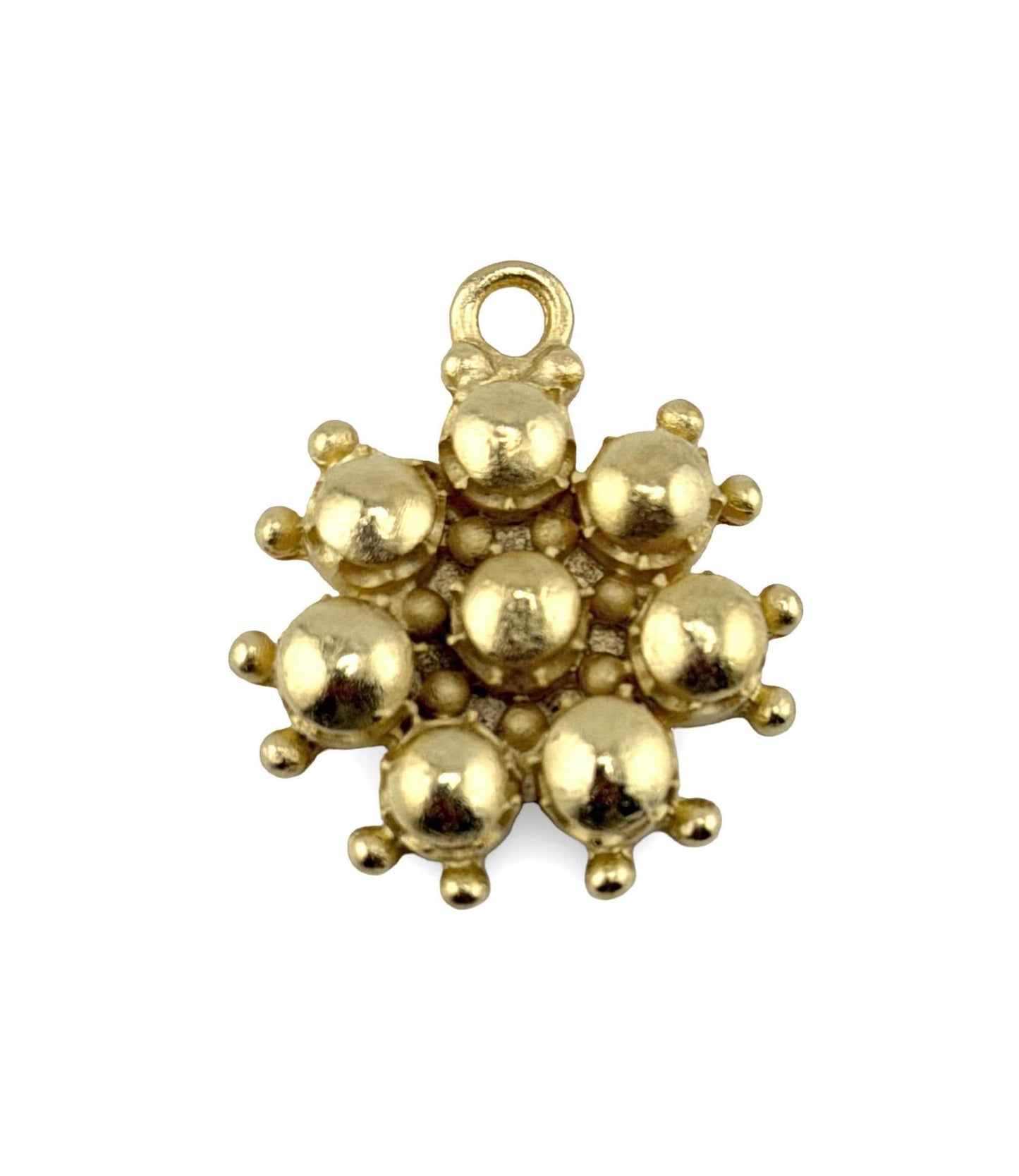 Beaded Flower Charm, Satin 18k Gold Plated - ST662
