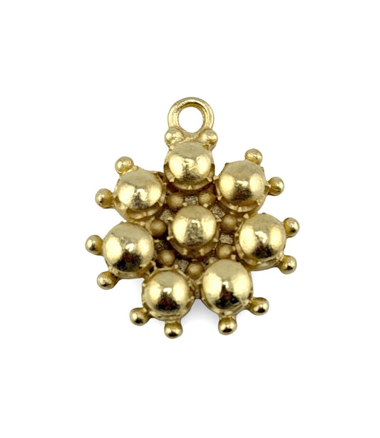 Beaded Flower Charm, Satin 18k Gold Plated - ST662