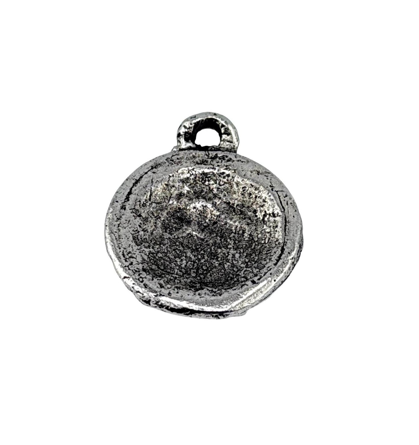 Rustic Round Flower Pendant, Antiqued Pewter - PT489