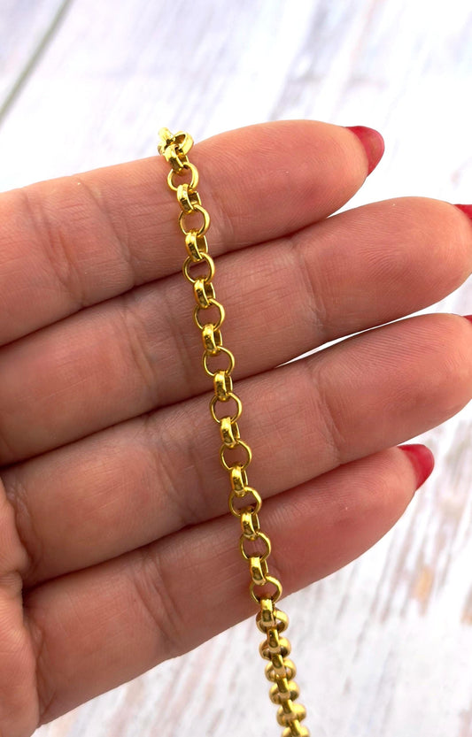 Cadena Rolo de 4,5 mm, chapada en oro de 18k envejecido - G140-CH