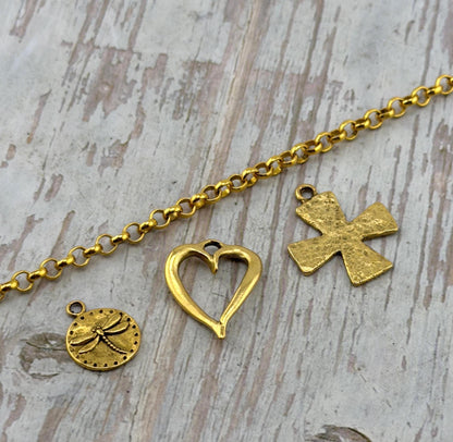 4.5mm Rolo Chain, Antiqued 18k Gold Plated - G140-CH