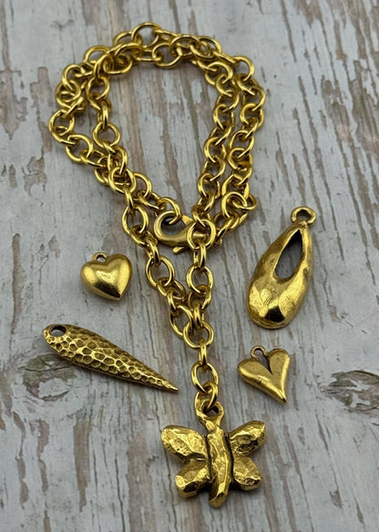 Cadena de cable ovalada mediana lisa, chapada en oro de 18k envejecido - G113-CH