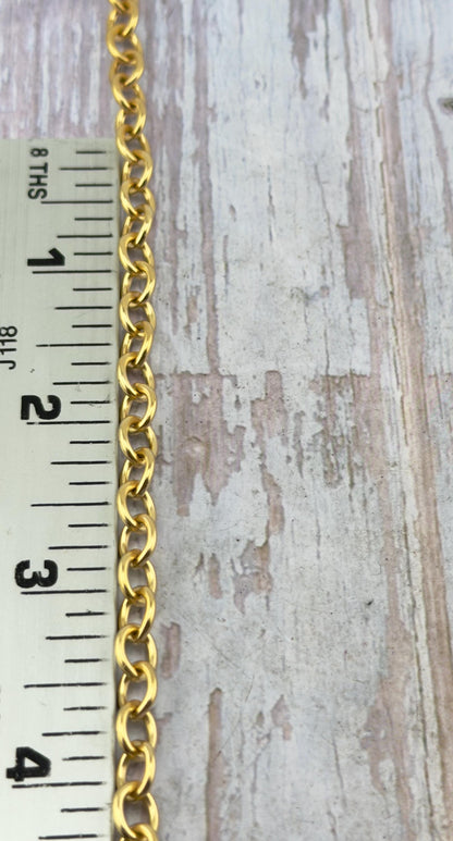 Chaîne Câble Ovale Moyenne Lisse, Apprêts en Plaqué Or 18 carats Satiné - S148-CH