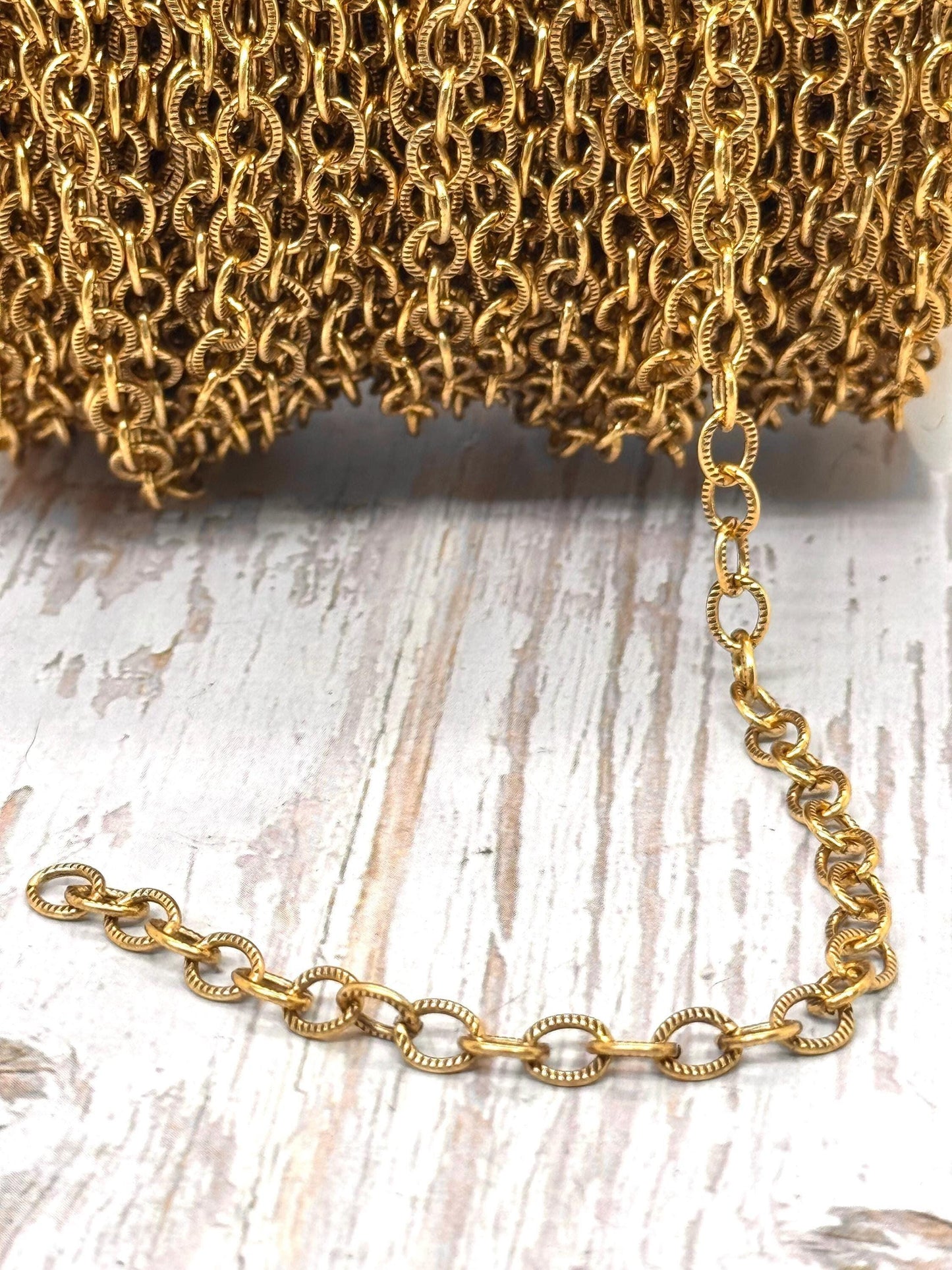 Dainty Oval Cable Chain, Antiqued 18k Gold Plated - G108-CH