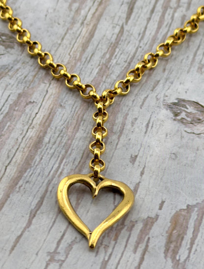 Petit pendentif cœur torsadé ajouré, plaqué or 18 carats vieilli - AG644