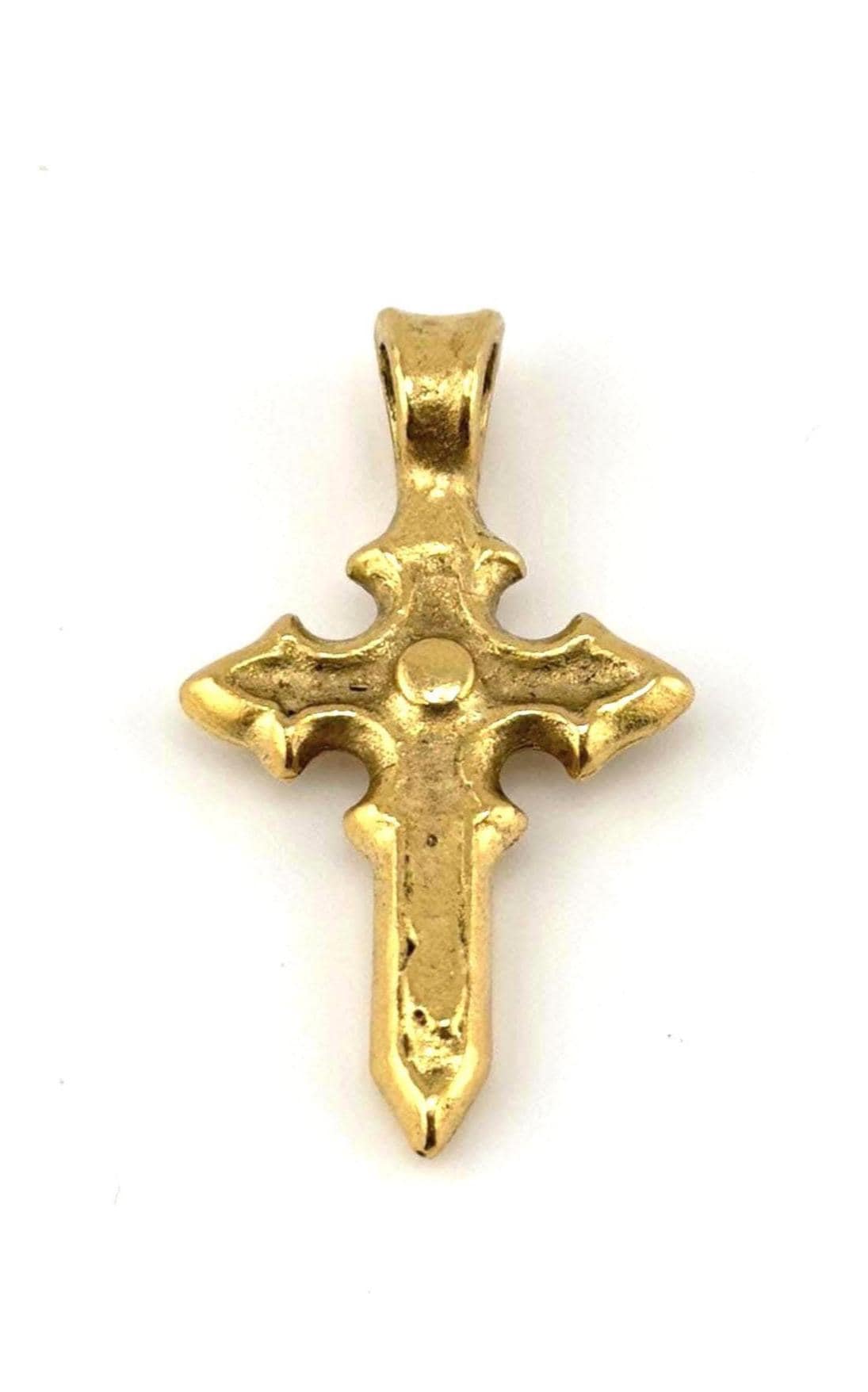 Pendentif croix rustique orné, plaqué or 18 carats vieilli - AG061