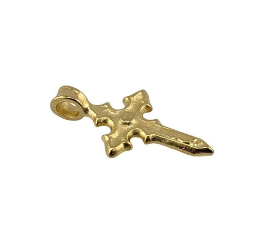 Gold Cross Charm, Satin 18k Gold Plated - ST241