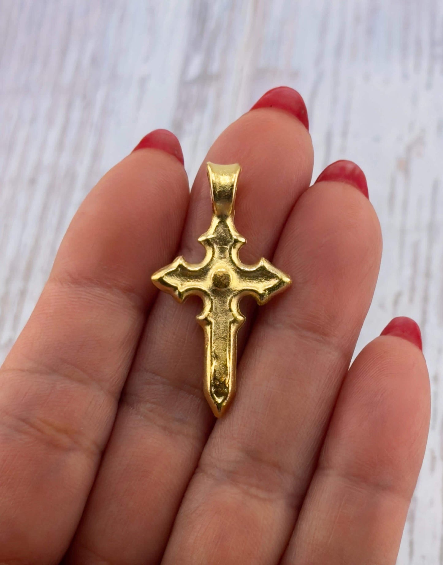 Gold Cross Charm, Satin 18k Gold Plated - ST241