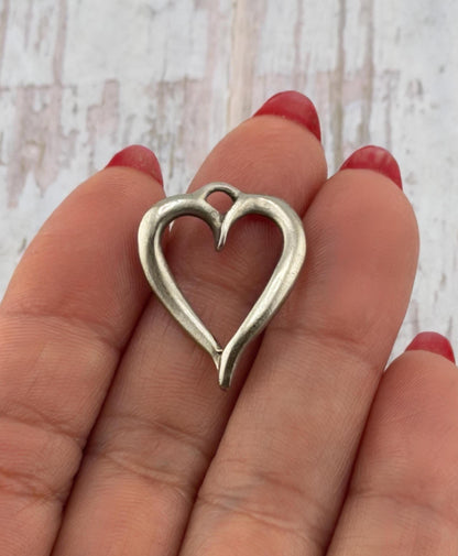 Twisted Open Heart Pendant, Antiqued Pewter - PT656