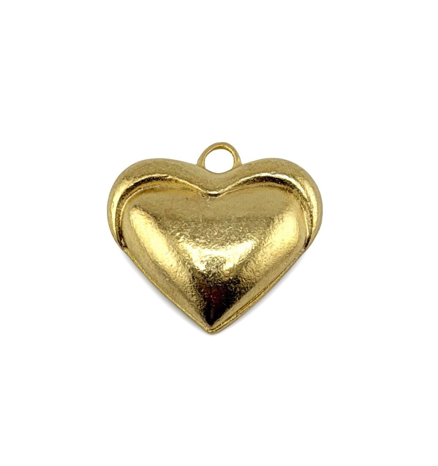 Half-Puffy Heart Charm, Satin 18k Gold Plated - ST664
