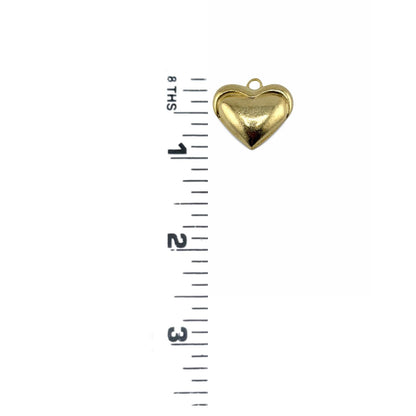 Half-Puffy Heart Charm, Satin 18k Gold Plated - ST664