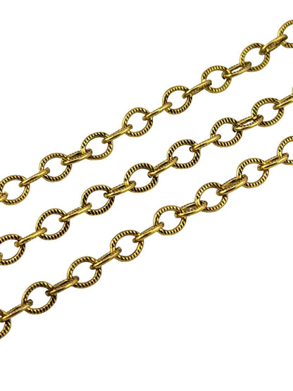Dainty Oval Cable Chain, Antiqued 18k Gold Plated - G108-CH