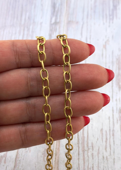 Chaîne ovale 5x7mm, plaqué or 18 carats vieilli - G110-CH