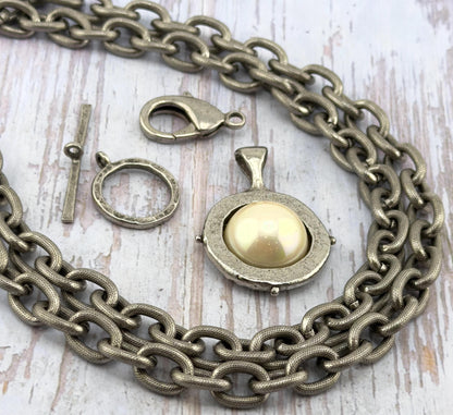 Thick Large Oval Cable Chain, Antiqued Pewter Plated - P012-CH