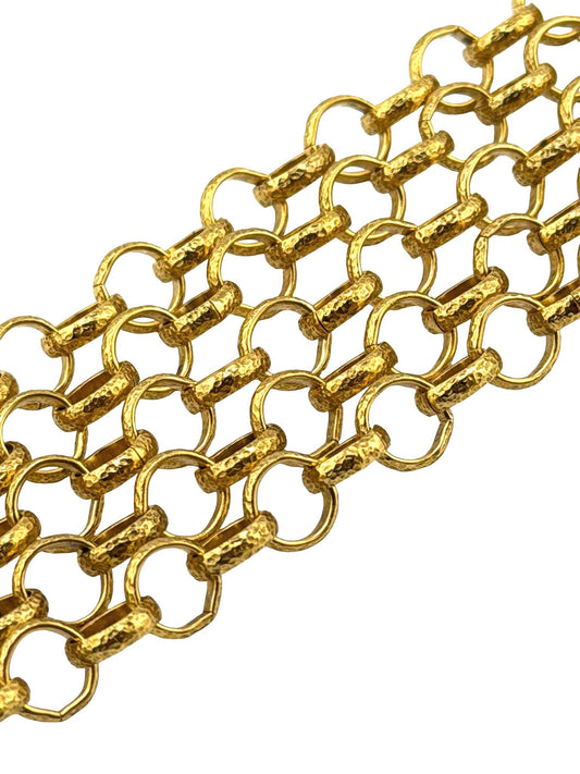 Cadena rolo redonda martillada, bañada en oro de 18k envejecido - G091-CH