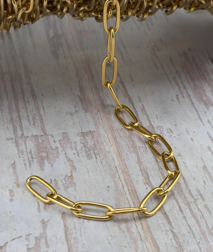Large Paperclip Link Chain, Antiqued 18k Gold Plated - G099-CH