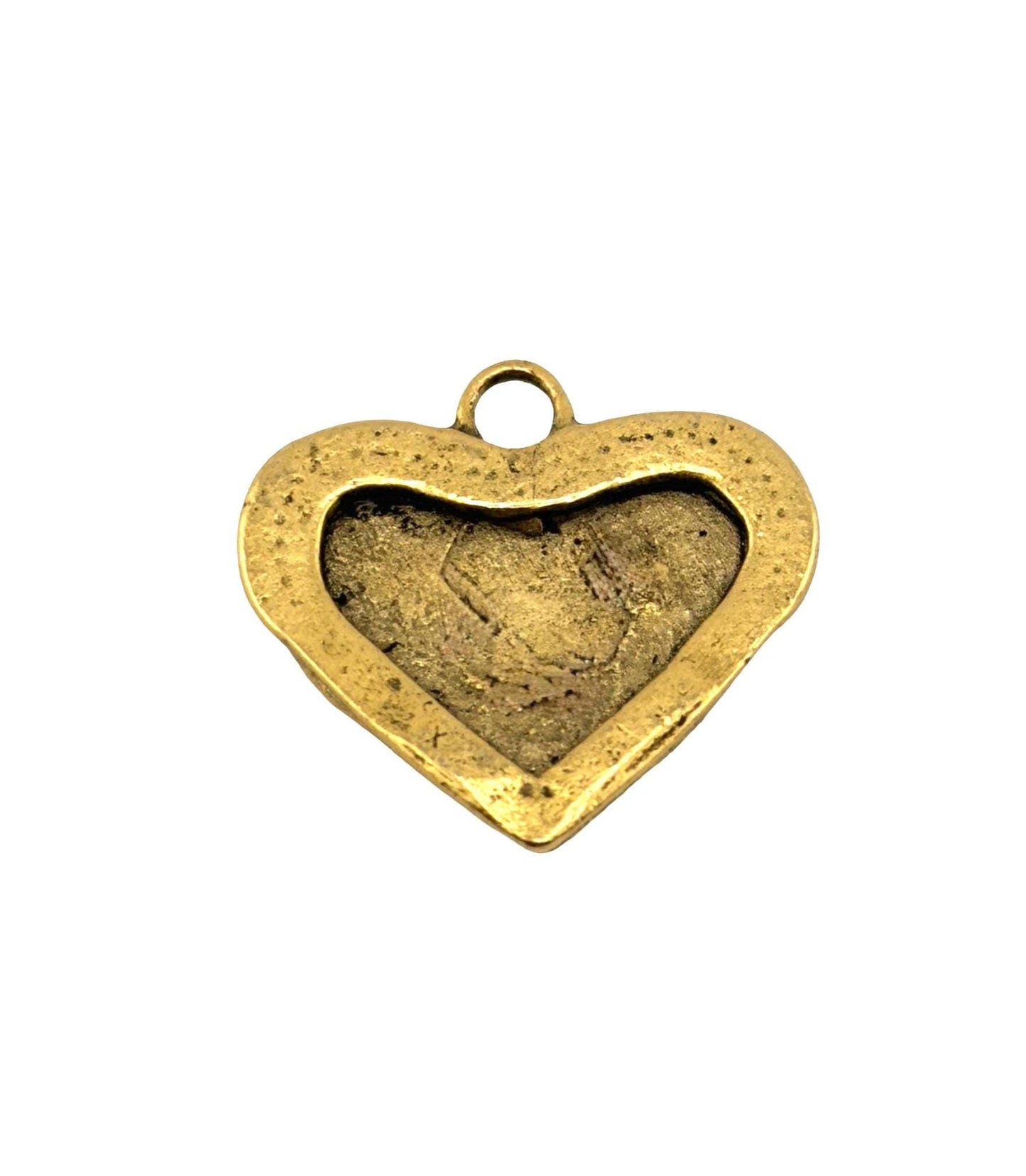 Half-Puffy Heart Charm, Antiqued 18k Gold Plated - AG640