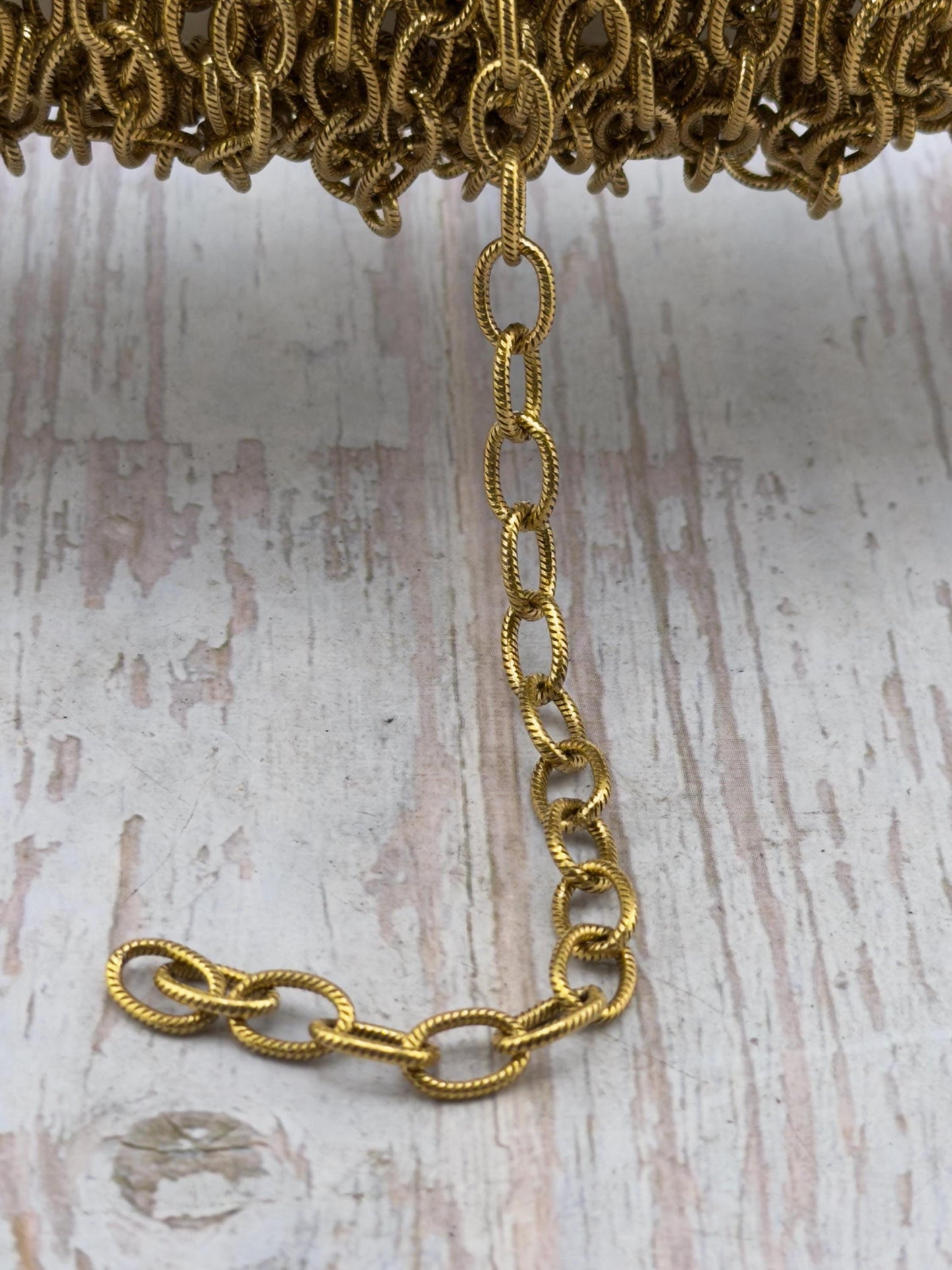 9x6mm Oval Textured Cable Chain, Antiqued 18k Gold Plated - G112-CH