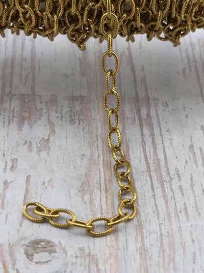 9x6mm Oval Textured Cable Chain, Antiqued 18k Gold Plated - G112-CH