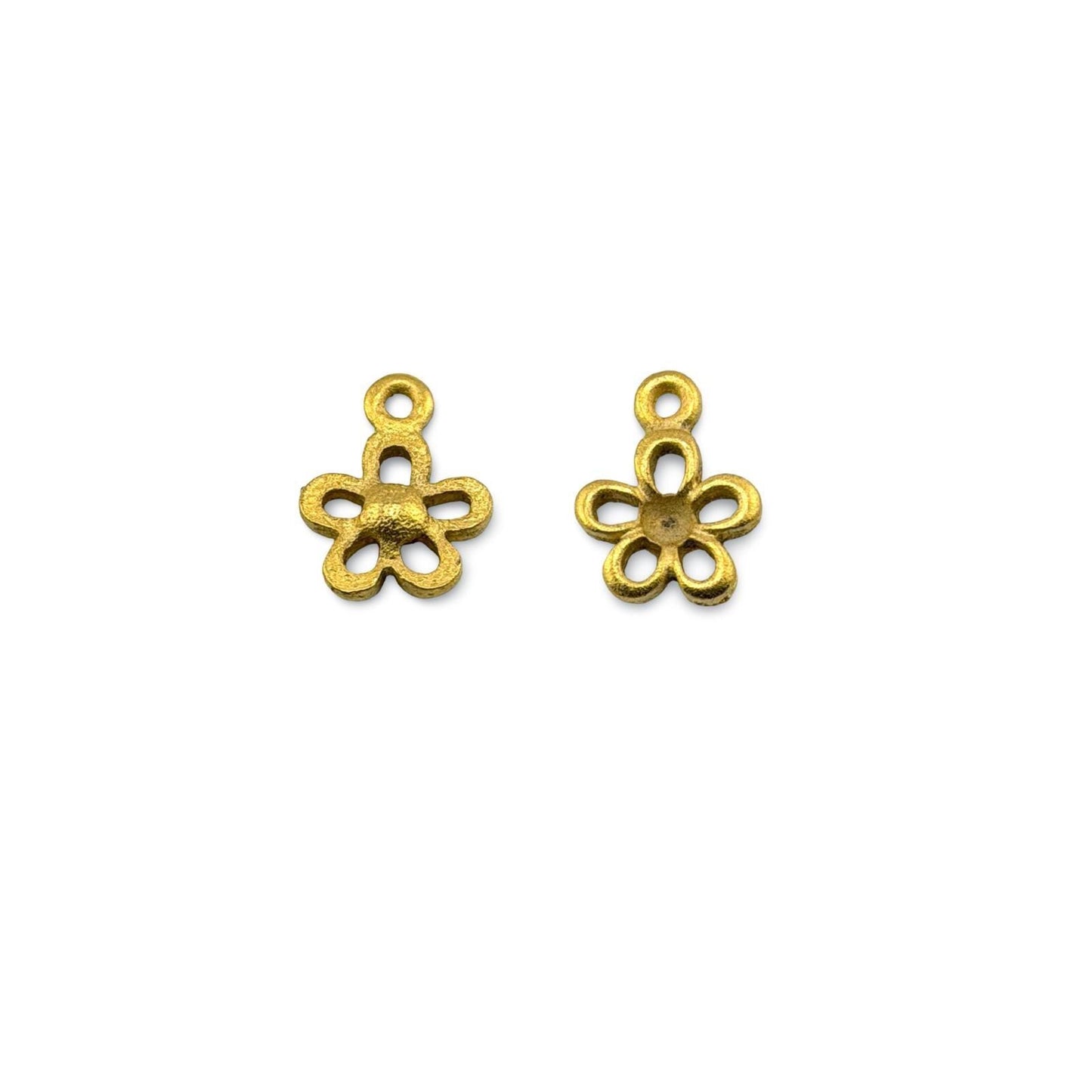 Tiny Modern Flower Charm, Satin 18k Gold Plated - ST637