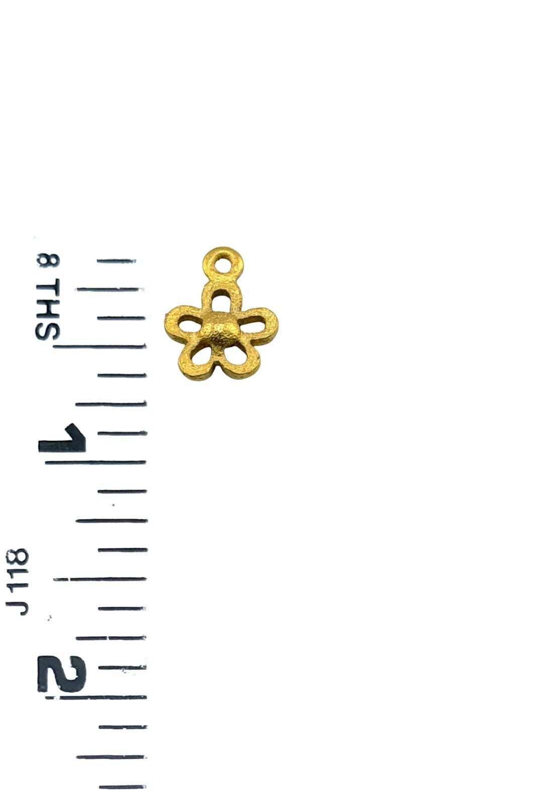 Tiny Modern Flower Charm, Satin 18k Gold Plated - ST637