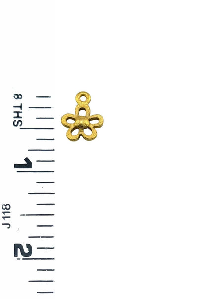 Tiny Modern Flower Charm, Satin 18k Gold Plated - ST637