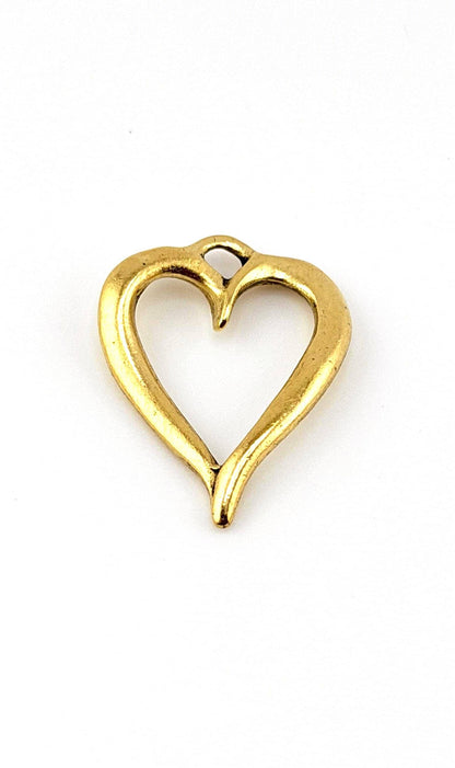 Petit pendentif cœur torsadé ajouré, plaqué or 18 carats vieilli - AG644