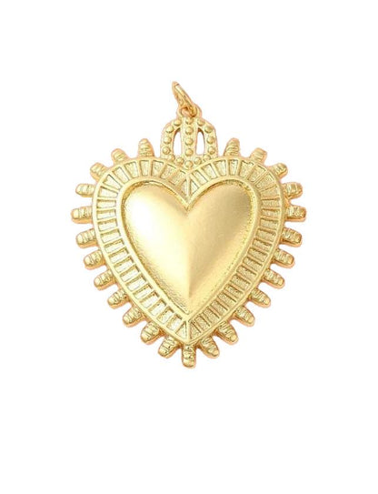 Spiky Heart Charm, Shiny 18k Gold Plated - SY048