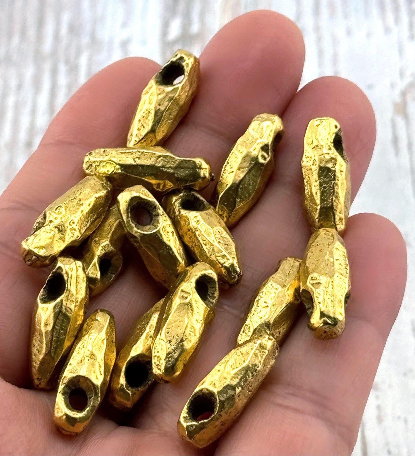 Artisan Faceted Drop Bead, Antiqued 18k Gold Plated - AG142
