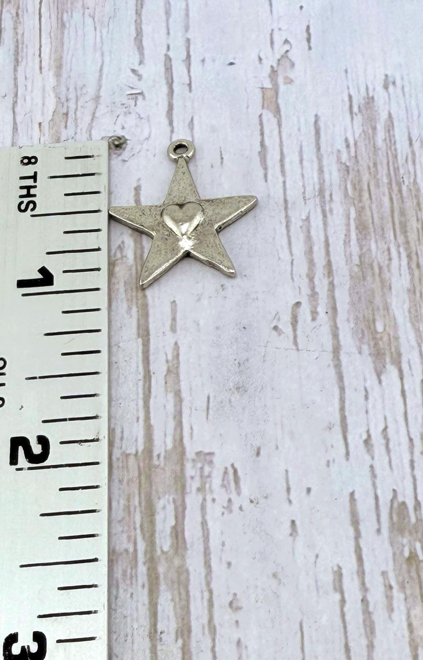 Nestled Heart in Star Charm, Antiqued Pewter - PT370