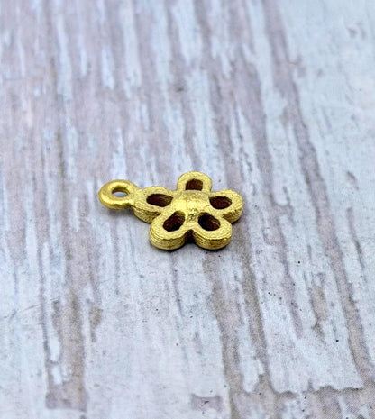 Tiny Modern Flower Charm, Satin 18k Gold Plated - ST637