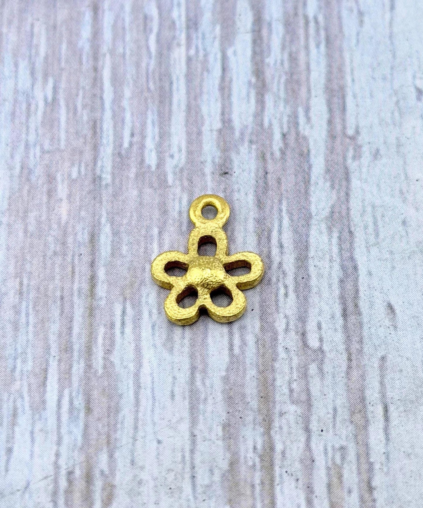 Tiny Modern Flower Charm, Satin 18k Gold Plated - ST637