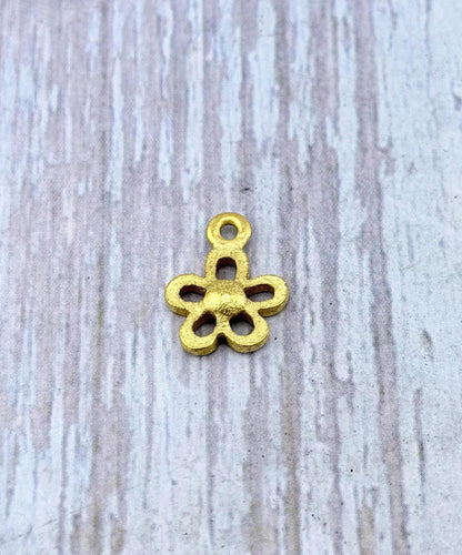 Tiny Modern Flower Charm, Satin 18k Gold Plated - ST637