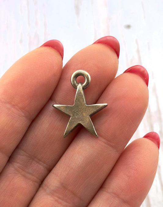 Small Star Charm, Antiqued Pewter - PT671