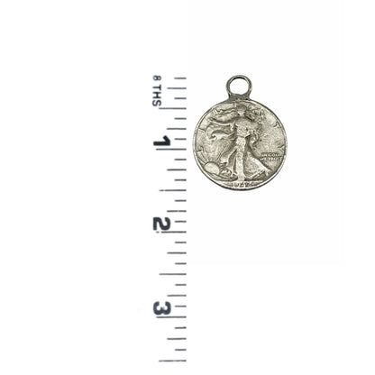 Replica Walking Liberty Half Dollar Charm Antiqued Pewter - PT419