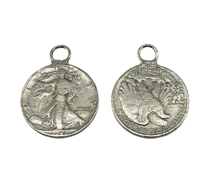 Replica Walking Liberty Half Dollar Charm Antiqued Pewter - PT419