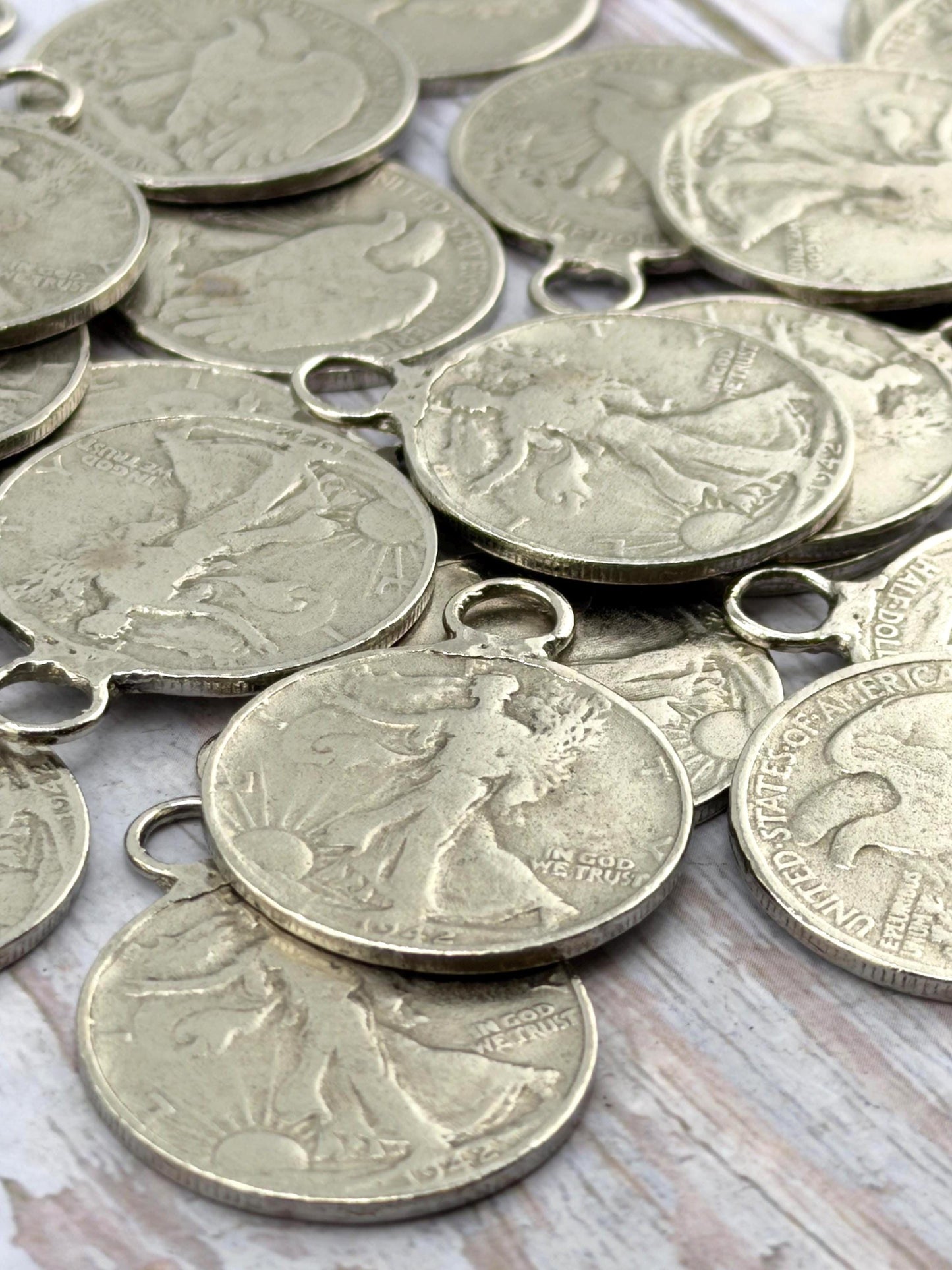 Replica Walking Liberty Half Dollar Charm Antiqued Pewter - PT419