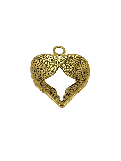 Dije de corazón con alas de ángel, chapado en oro de 18k envejecido - AG057