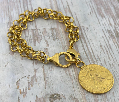 Hammered Chain End Connector & Bar, Antiqued Gold Plated - AG063/A
