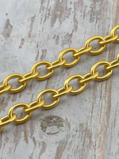 Large Chunky Oval Cable Chain, Satin 18k Gold Plated - S075-CH