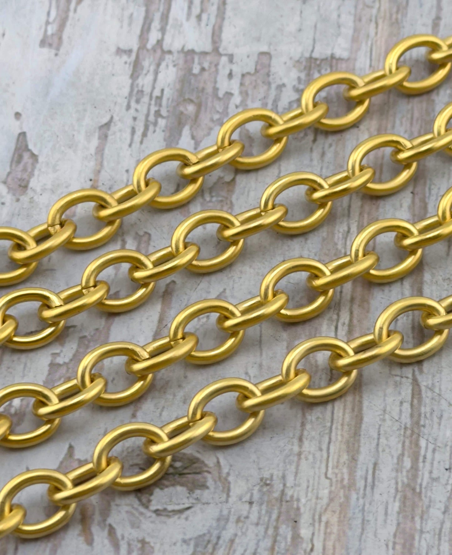 Large Chunky Oval Cable Chain, Satin 18k Gold Plated - S075-CH