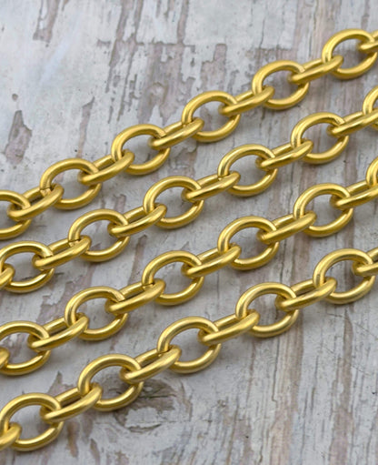 Large Chunky Oval Cable Chain, Satin 18k Gold Plated - S075-CH