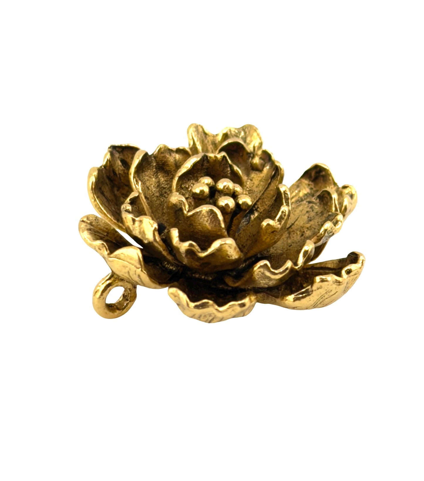 3D Flower Charm, Antiqued 18k Gold Plated - AG607
