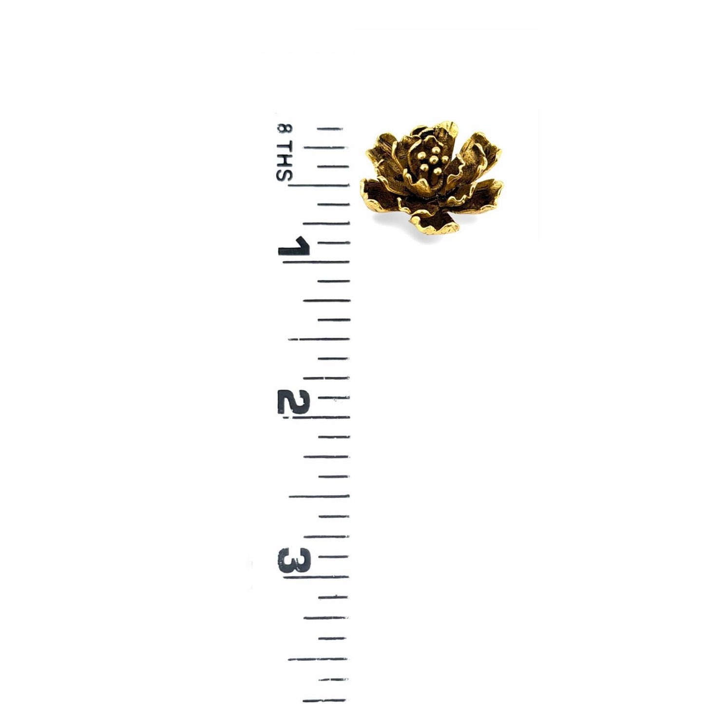 3D Flower Charm, Antiqued 18k Gold Plated - AG607