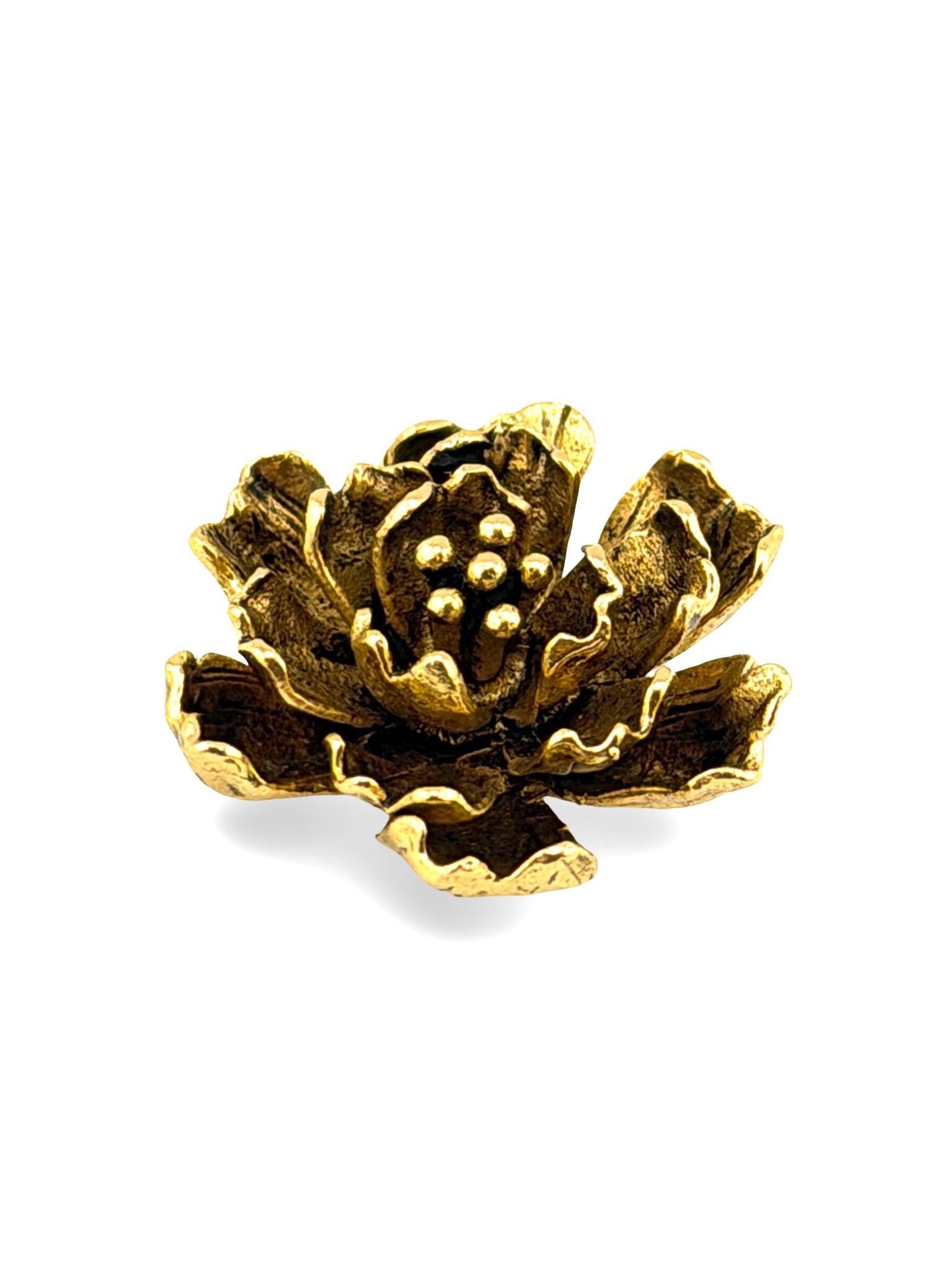 3D Flower Charm, Antiqued 18k Gold Plated - AG607